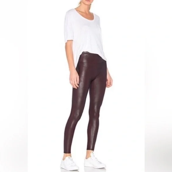 Spanx Shapewear Faux Leather Leggings in Color Wine Size Medium